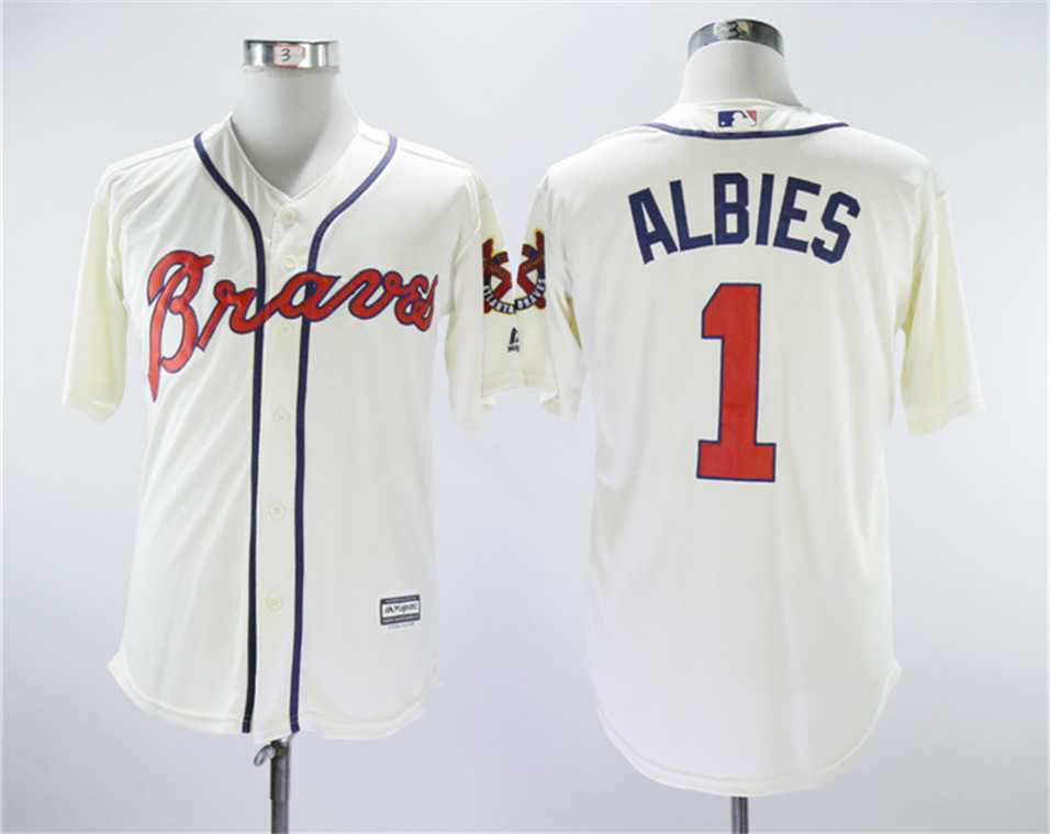 Braves 1 Ozzie Albies Cream Cool Base Stitched Baseball Jerseys,We sell and wholesale Braves 1 Ozzie Albies Cream Cool Base Stitched Baseball Jerseys on line form chian!
